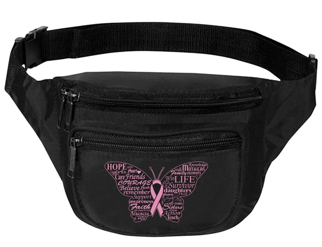 Adult Waist Pack Butterfly Cancer Ribbon Support Gift Cute Packs Bag
