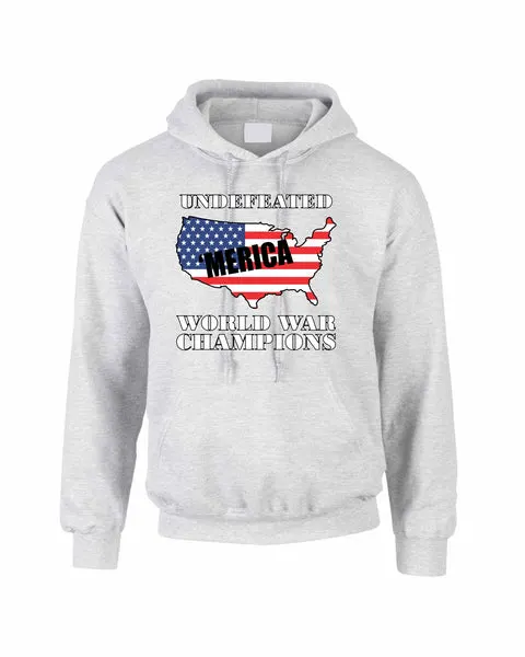 Adult Hoodie Undefeated World War Champions 4th Of July USA