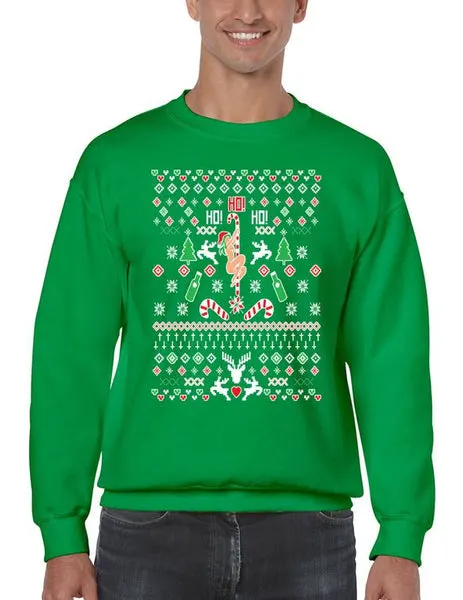 HO HO HO Christmas Dancer Men's Crewneck Sweatshirt  Ugly Christmas Sweater - ALLNTRENDSHOP - 2