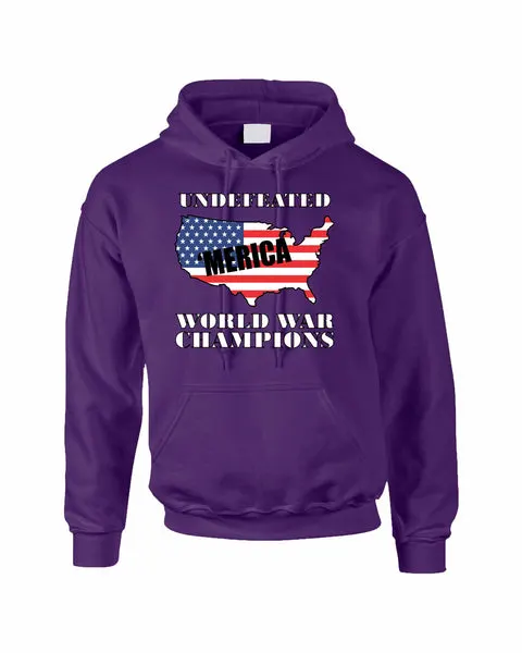 Adult Hoodie Undefeated World War Champions 4th Of July USA