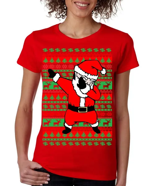 Dabbing santa ugly christmas sweater Women T-shirt - ALLNTRENDSHOP - 3