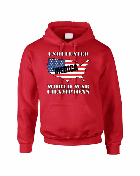 Adult Hoodie Undefeated World War Champions 4th Of July USA