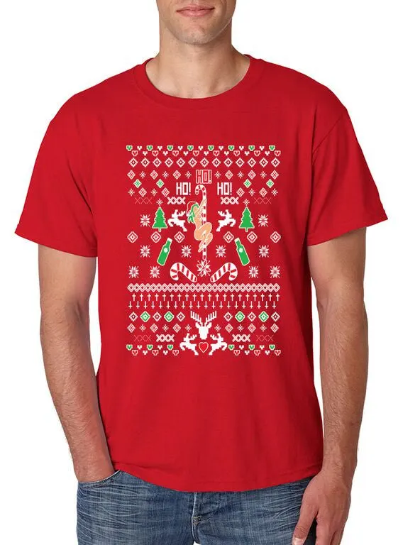 HO HO HO Christmas Dancer Men's Tee Shirt Ugly Christmas Sweater - ALLNTRENDSHOP