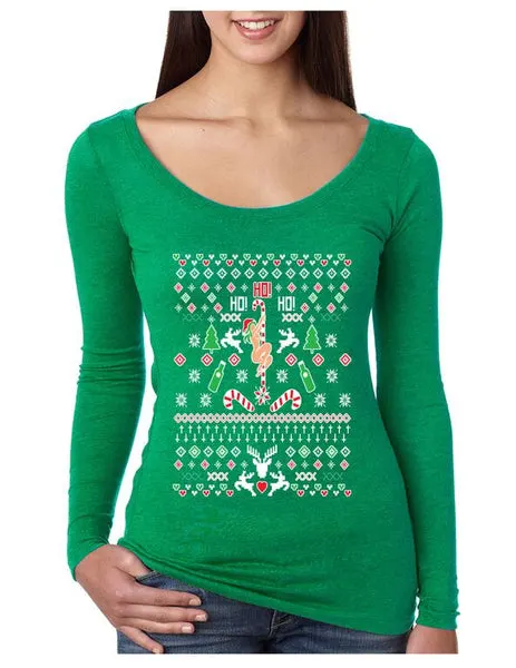 HO HO HO Christmas Dancer Women's Shirt Ugly Christmas Sweater - ALLNTRENDSHOP