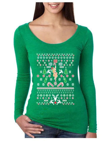 HO HO HO Christmas Dancer Women's Shirt Ugly Christmas Sweater - ALLNTRENDSHOP
