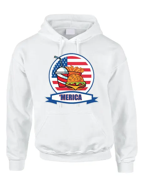 Adult Hoodie Fast Food 'merica Love USA 4th Of July Top
