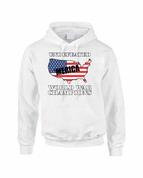 Adult Hoodie Undefeated World War Champions 4th Of July USA