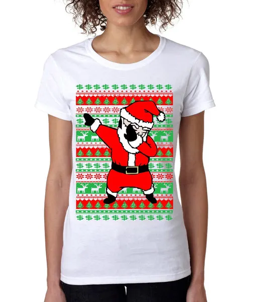 Dabbing santa ugly christmas sweater Women T-shirt - ALLNTRENDSHOP - 4