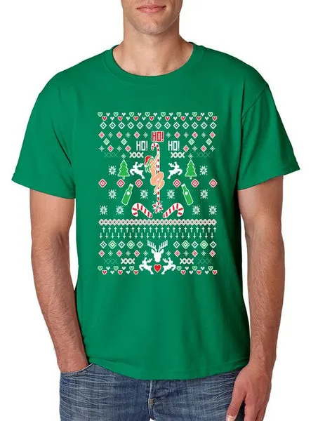 HO HO HO Christmas Dancer Men's Tee Shirt Ugly Christmas Sweater - ALLNTRENDSHOP